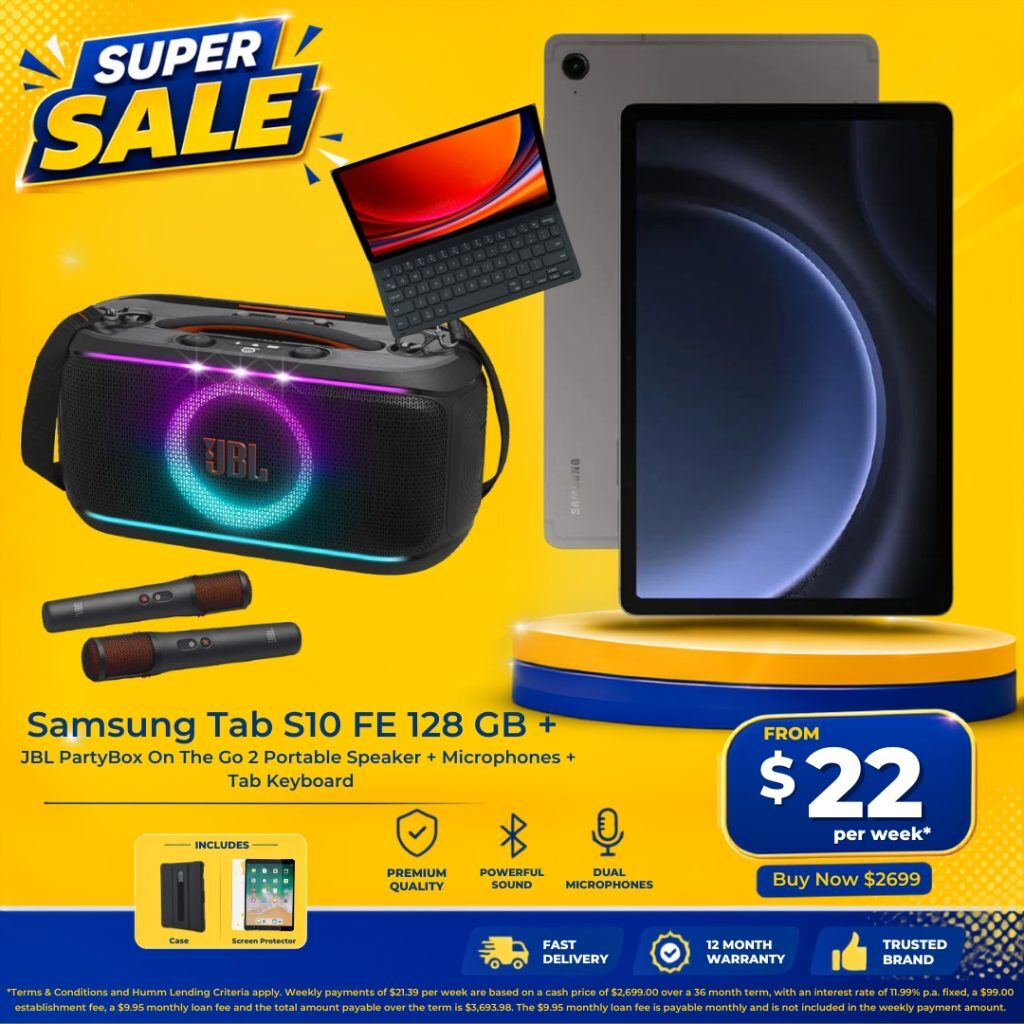 samsung-s10-fe-tablet-jbl-partybox-speaker